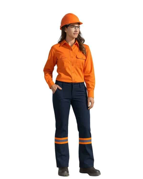 PantalÃ³n de Gabardina Dama Con Banda De Seguridad Naranja
